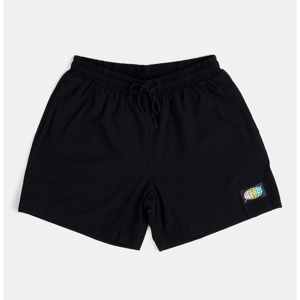 SLUNKS Plain Jane Mens Black Volleyball Board Shorts Swim Trunks Size S